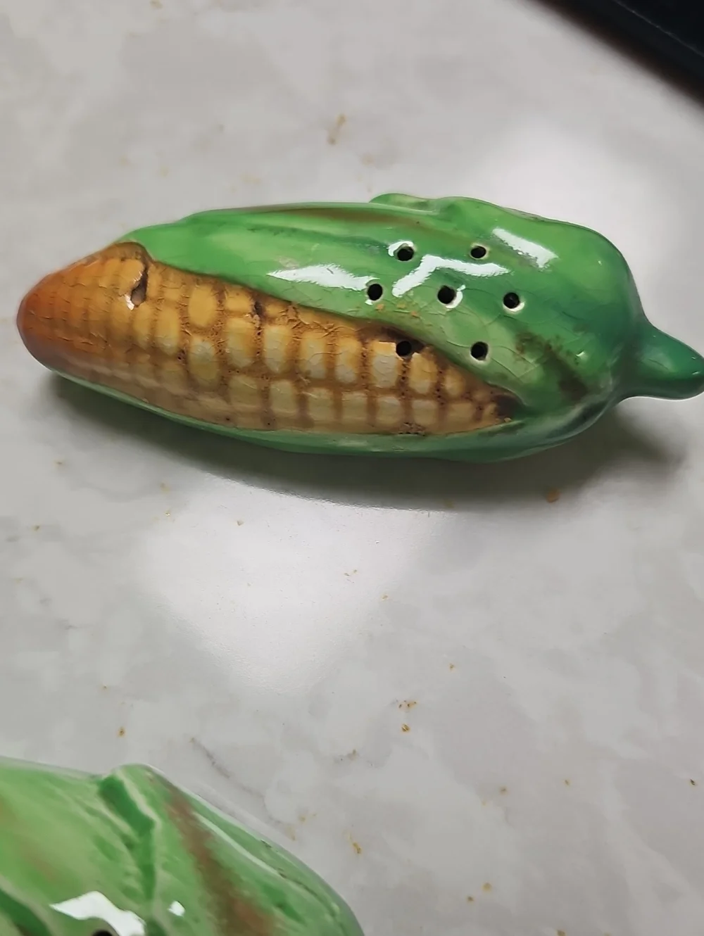 Green Corn-Shaped Ceramic Salt And Pepper (Japan)